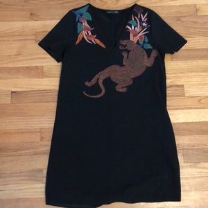 Zara Embroidered black dress